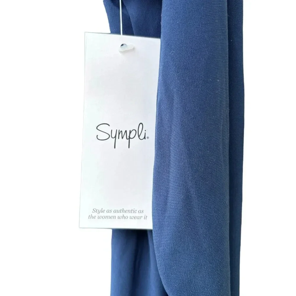 NWT Sympli V-neck Tunic Dress in Sapphire Stretch Jersey Long Sleeves Size 18